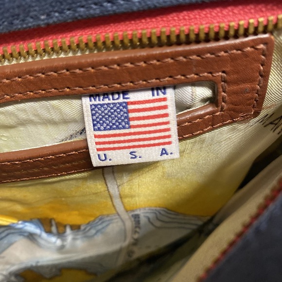 Gunner's Daughter Handbag Blue Canvas Nautical Gold Accent Crossbody Made In USA - Picture 9 of 12